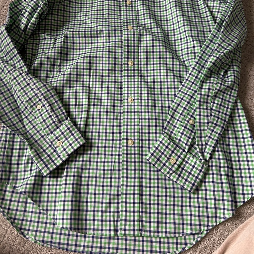 Ralph Lauren Green & Blue Gingham Button-Down men’s dress shirt - Picture 3 of 3